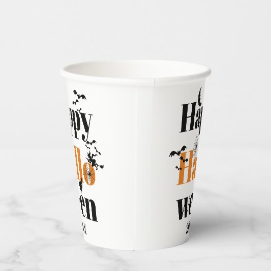 ハッピーハローウィンタイポグラフィとヴィンテージ 紙コップ (右)