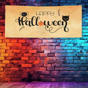 ハッピーハローウィンタイポグラフィオレンジパーティー 横断幕