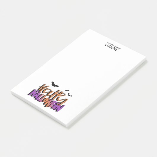 ハッピーハローウィンタイポグラフィ付き/こうもりオレンジID685 ポストイット (アングル)