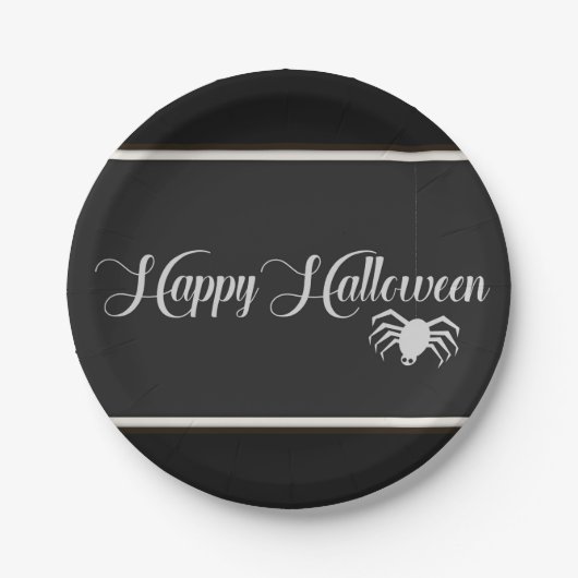 ハッピーハローウィンタイポグラフィ ペーパープレート (正面)