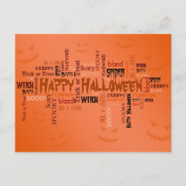 ハッピーハローウィンタイポグラフィ ポストカード