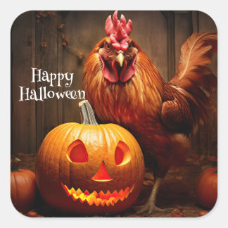 ハッピーハローウィンチキンロースターパンプキンファーム紙 スクエアシール