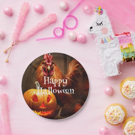 ハッピーハローウィンチキンロースターパンプキンファーム ペーパープレート (パーティー)