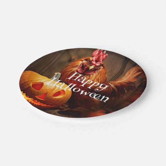 ハッピーハローウィンチキンロースターパンプキンファーム ペーパープレート (アングル)