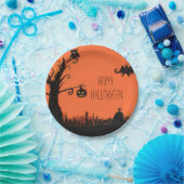 ハッピーハローウィンツリー幽霊こうもり紙プレート ペーパープレート (パーティー)