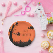 ハッピーハローウィンツリー幽霊こうもり紙プレート ペーパープレート (パーティー)