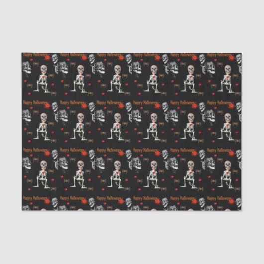 ハッピーハローウィンティッシュペーパー、スケルトン 薄葉紙 (正面)