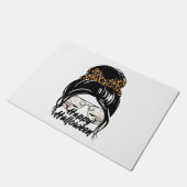 ハッピーハローウィンデイ2021ハロウィンレオパードママ ドアマット (アングル)