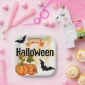 ハッピーハローウィンデザイン ペーパープレート (パーティー)