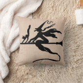 ハッピーハローウィントリックまたはほうき魔女トリートメント クッション (ブランケット)