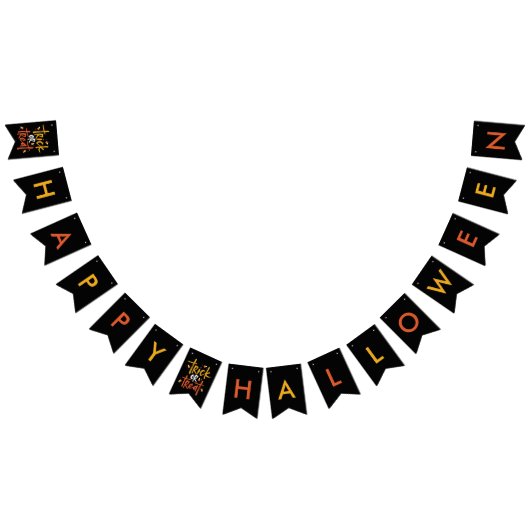 ハッピーハローウィントリックまたはキャンディーコーンパーティー バンティングフラッグ (全)