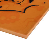 ハッピーハローウィントリックまたはトリートタイポグラフィ カッティングボード (角)