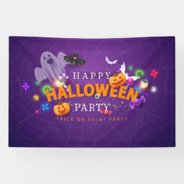 ハッピーハローウィントリックまたはトリートパーティー 横断幕