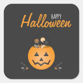 ハッピーハローウィントリック又はカボチャのバケツの処理 スクエアシール