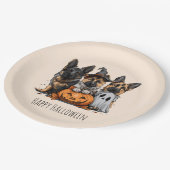 ハッピーハローウィンドイツの羊飼い犬 ペーパープレート (アングル)