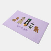 ハッピーハローウィンドッグズパープル ドアマット (アングル)