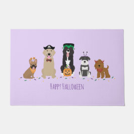 ハッピーハローウィンドッグズパープル ドアマット