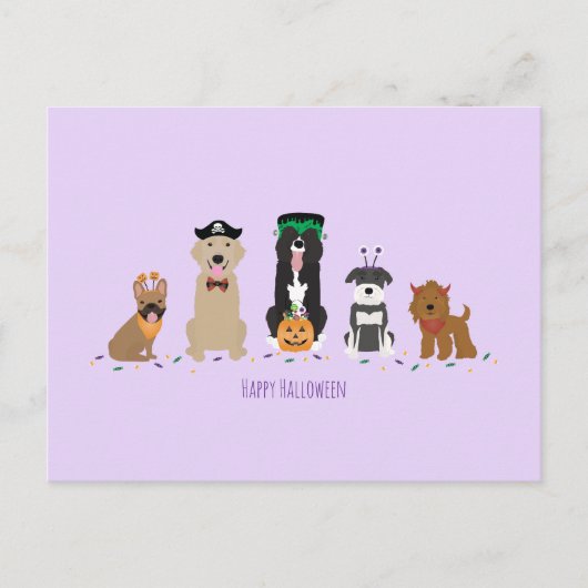 ハッピーハローウィンドッグズパープル ポストカード (正面)