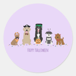 ハッピーハローウィンドッグズパープル ラウンドシール