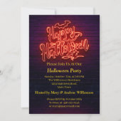 ハッピーハローウィンネオングロールックウィッチブリックパーティー 招待状 (正面)