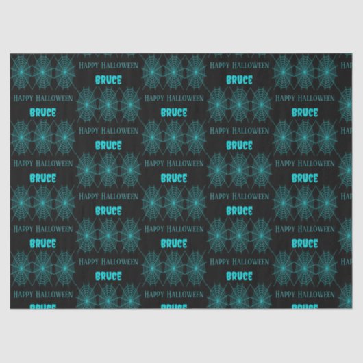 ハッピーハローウィンネオンブルースパイダーウェブブラック 薄葉紙 (正面)
