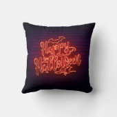 ハッピーハローウィンネオンルックウィッチこうもりブリックパーティー クッション (裏面)
