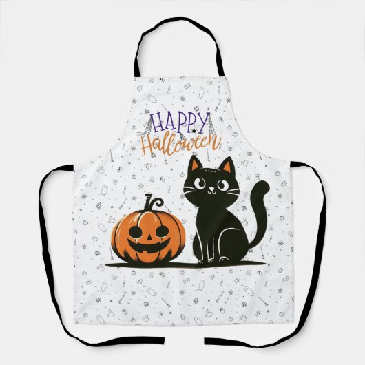 ハッピーハローウィンネコとカボチャ エプロン (正面)