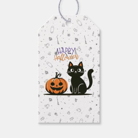 ハッピーハローウィンネコとカボチャ ギフトタグ (正面)