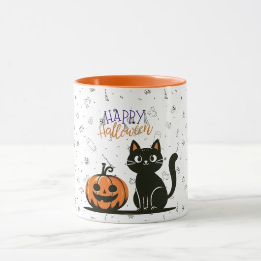 ハッピーハローウィンネコとカボチャ マグカップ (中央)