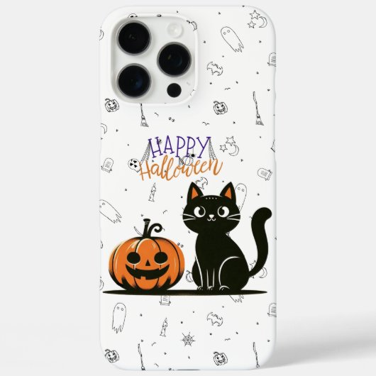 ハッピーハローウィンネコとカボチャ Case-Mate iPhoneケース (裏面)