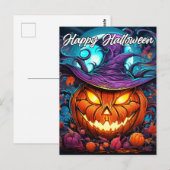 ハッピーハローウィンノイフラクチカボチャイラストレーション ポストカード (正面/裏面)
