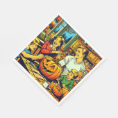 ハッピーハローウィンノスタルジックファミリーカービングカボチャ スタンダードランチョンナプキン (角)