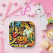 ハッピーハローウィンノスタルジックファミリーカービングカボチャ ペーパープレート (パーティー)