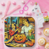 ハッピーハローウィンノスタルジックファミリーカービングカボチャ ペーパープレート (パーティー)