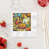 ハッピーハローウィンノスタルジックファミリーカービングカボチャ 縁ありカクテルナプキン (インサイチュ)