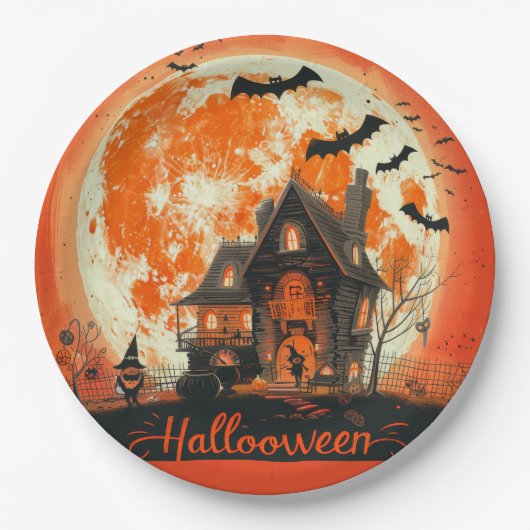 ハッピーハローウィンハウスキュート&フェスティバルハロウィン ペーパープレート (正面)