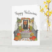 ハッピーハローウィンハウス カード (黄色い花)