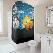 ハッピーハローウィンハスキー シャワーカーテン (インサイチュ)