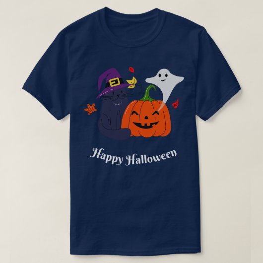 ハッピーハローウィンハッピー秋シーズンオータムビベスハル Tシャツ (デザイン正面)