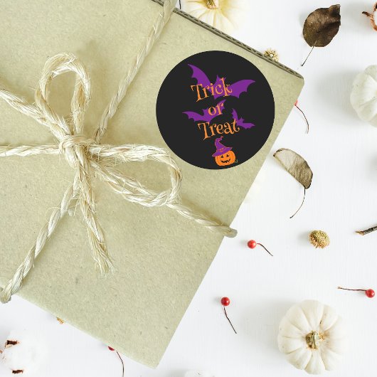 ハッピーハローウィンハロウィーンのカボチャのちょうちんブラック ラウンドシール