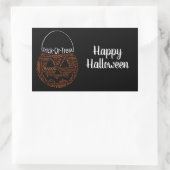 ハッピーハローウィンハロウィーンのカボチャのちょうちんワードアートオレンジ 長方形シール (バッグ)