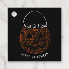 ハッピーハローウィンハロウィーンのカボチャのちょうちんワードアートブラック フェイバータグ