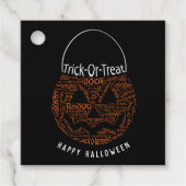 ハッピーハローウィンハロウィーンのカボチャのちょうちんワードアートブラック フェイバータグ (正面)