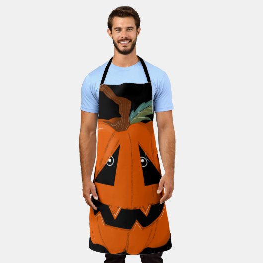 ハッピーハローウィンハロウィーンのカボチャのちょうちん工芸 エプロン (着用した状態)