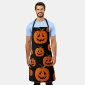 ハッピーハローウィンハロウィーンのカボチャのちょうちん工芸 エプロン (着用した状態)