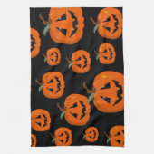 ハッピーハローウィンハロウィーンのカボチャのちょうちん工芸 キッチンタオル (縦)