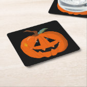 ハッピーハローウィンハロウィーンのカボチャのちょうちん工芸 スクエアペーパーコースター (アングル)
