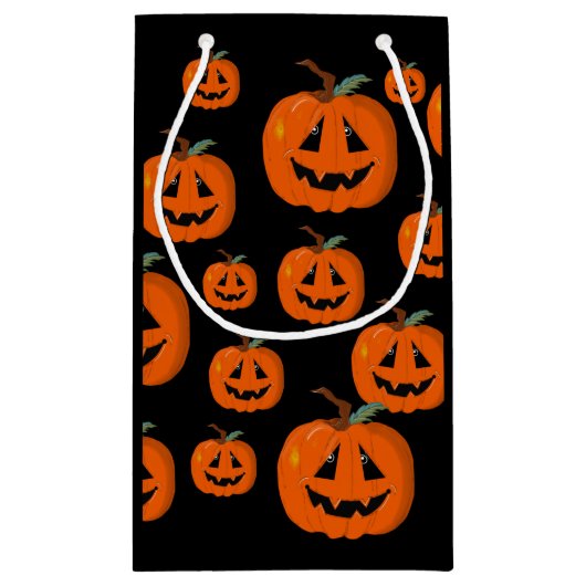 ハッピーハローウィンハロウィーンのカボチャのちょうちん工芸 スモールペーパーバッグ (裏面)