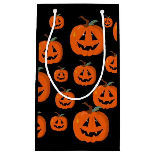 ハッピーハローウィンハロウィーンのカボチャのちょうちん工芸 スモールペーパーバッグ (正面)