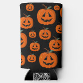 ハッピーハローウィンハロウィーンのカボチャのちょうちん工芸 スリム缶クーラー (裏面)